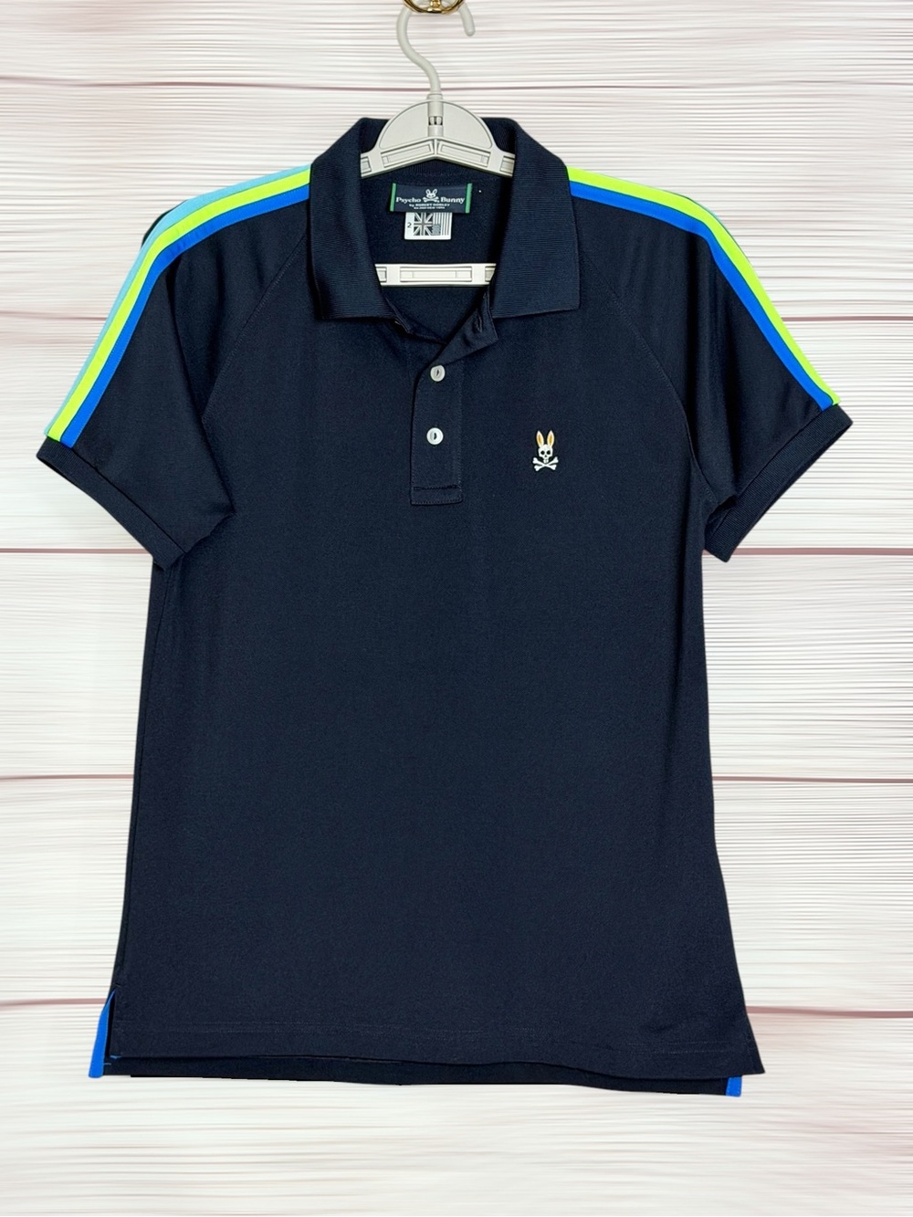 Psycho Bunny Men's Polo Shirt Navy Blue Logo Short Sleeve size 2 (XXS)